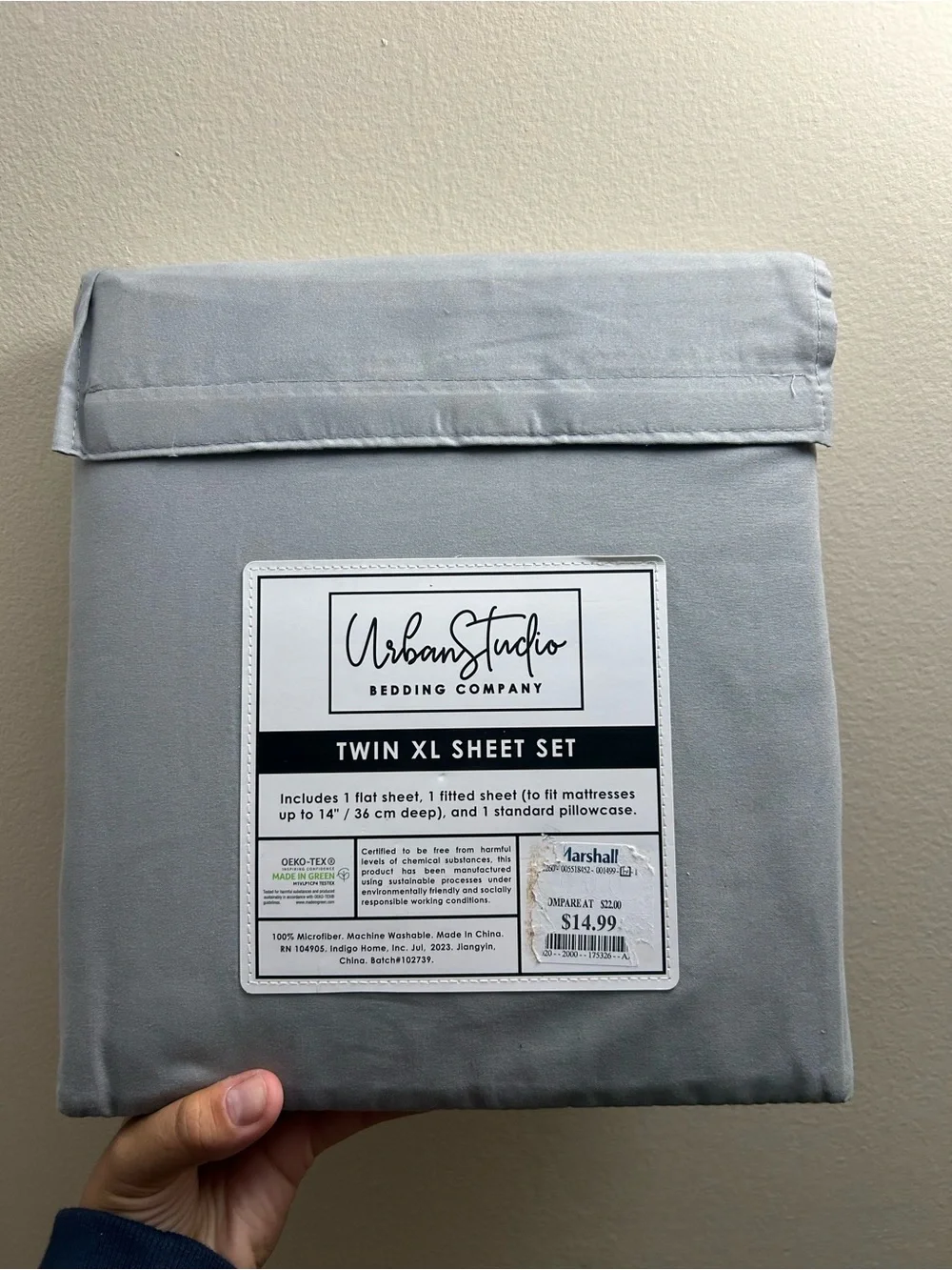 Urban Studio Twin XL Sheet Set in Light Gray